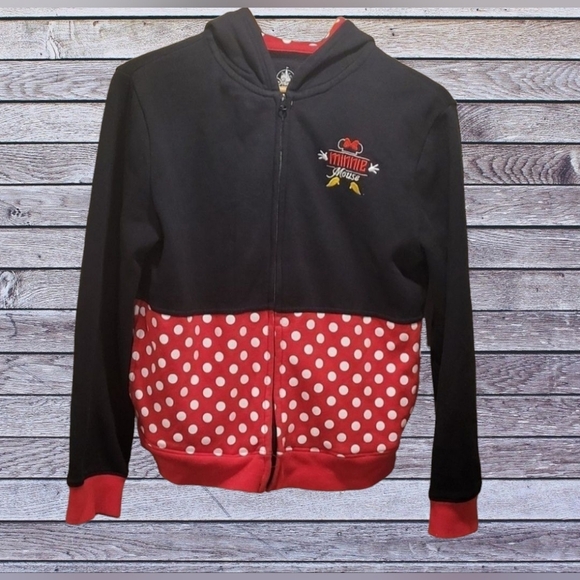 Disney Sz XL I Am Minnie Mouse Kids ZIP Up Hoodie W/Mouse Ears & Bow Sweatshirt - Picture 2 of 11